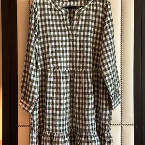 Women midi plaid dress - plus size